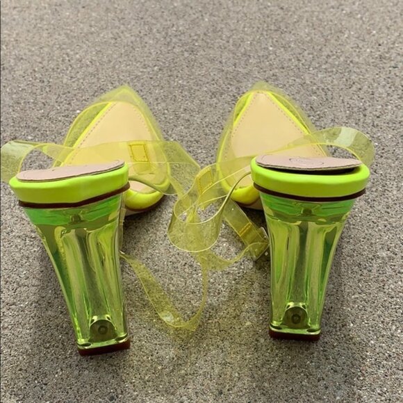 Nasty Gal neon yellow plastic clear pointed heels - Picture 6 of 6